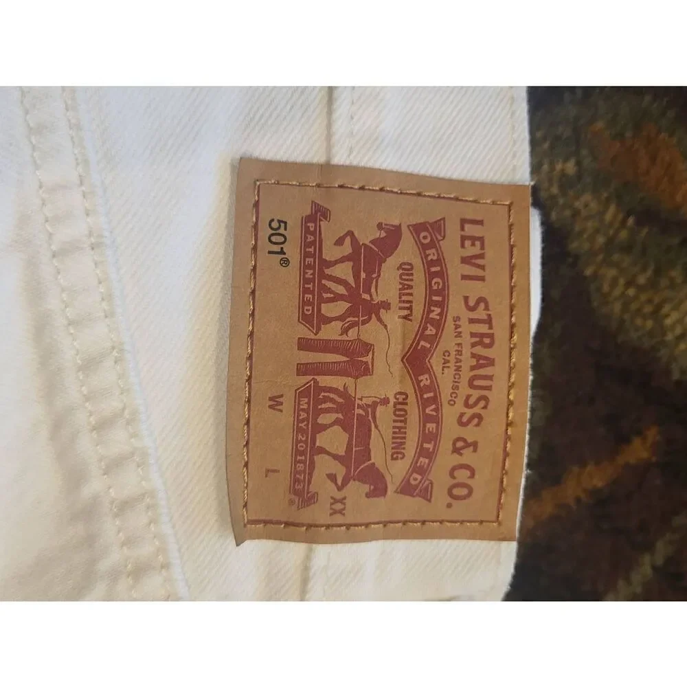Levi's Jeans Women's 29 White Original 501 Button Fly High Rise Destructed